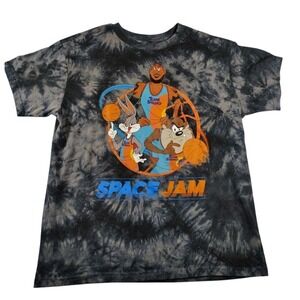 Space Jam A New Legacy Bugs Bunny Tie Dye Graphic T-Shirt Black Grey Mens Medium